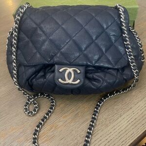 CHANEL Navy Quilted Shoulder Bag